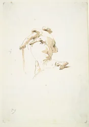 Walking Male Figure Seen Obliquely from Below