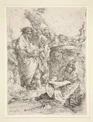 Woman Kneeling and Holding a Dish, from the series Scherzi