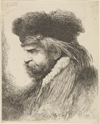 Bearded Man in a Fur Cap, Facing Left