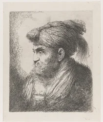 Head of a Man with a Turban with Tassel (series title: Large Study of Heads with Oriental Headgear)