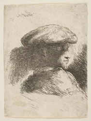 Man in Profile Facing Right, Wearing a Fur Hat, from Series of 