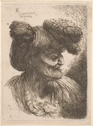 Old Man Wearing a Turban Ornamented with Fur, Facing Right