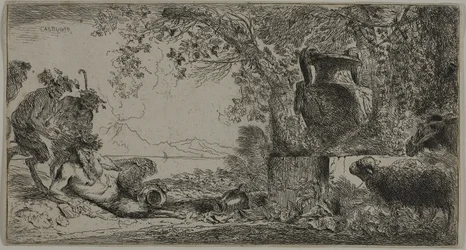 Pan Reclining before a Large Vase