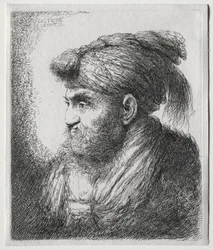The Large Heads of Men in Oriental Headdress: A Man Nearly in Profile and Turned to Left