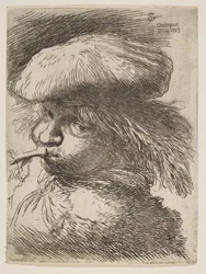 Young man with a trumpet facing left, from the series of Small Heads in Oriental...