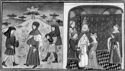 Decameron, Alexander meets a young abbot; the Pope marries Alexander and the princess of England. Second day, story 3