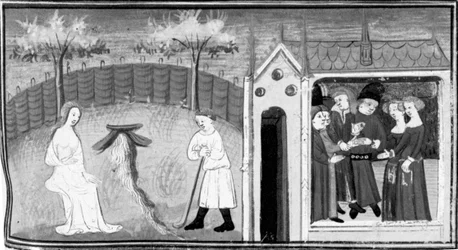 Decameron, Cimon observes Iphigenia; a double marriage is celebrated. Fifth day, story 1