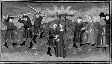 Decameron, Giannole and Minghino attempt to abduct Agnes; Agnes marries Minghino. Fifth day, story 5