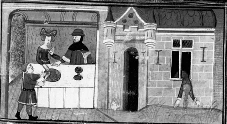 Decameron, Guilielmo Rossiglione serves his wife the heart of Guardastagno; the wife throws herself out the window. Fourth day, story 9