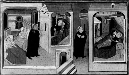 Decameron, The Abbot Spies on the Monk in His Cell; The Monk in Turn Spies on the Abbot. First Day, Story 4
