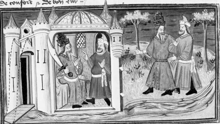 Decameron, Melchizedek Tells Saladin the Parable of the Three Rings; The Two Men Become Friends. First Day, Story 3