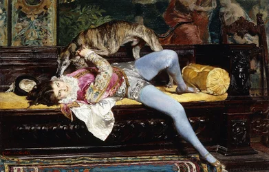 A Young Page, Playing with a Greyhound
