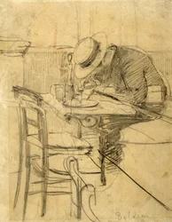 The Painter Helleu Sitting on a Café Terrace