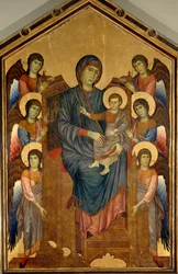The Virgin and Child in Majesty surrounded by six angels