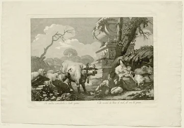 Shepherd Family with Cattle by an Ancient Tomb