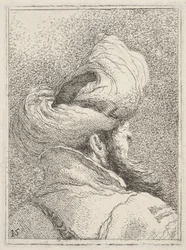 Bearded Man Wearing a Turban, Depicted in Bust Length from Behind in Three-Quarters View, from "Collection of Heads" (Raccolta di teste)