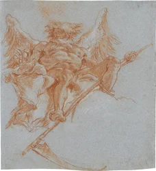 Chronos on Clouds; verso: Study of Drapery