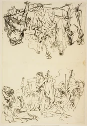 The Martyrdom of St Stephen and Agrippina Landing in Brindisi with the Ashes of Germanicus