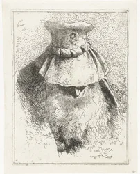 Man with Bowed Head and Large Hat