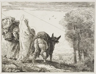 Mary Holding the Child in Her Arms and Joseph with the Basket, Plate Ten from The Flight into Egypt