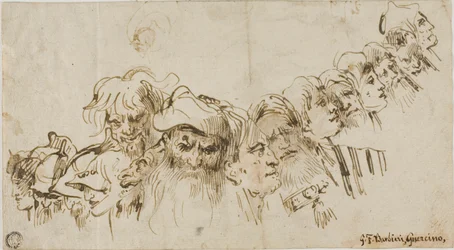 Sketches of Male Heads (recto); Queen and Page (verso)