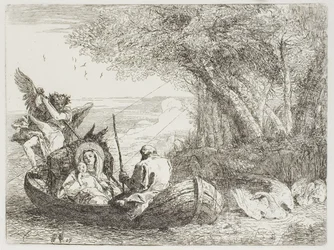 The Holy Family Crossing the Lake in the Boat, plate seventeen from The Flight into Egypt