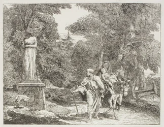 The Holy Family Passing a Statue, the Head of Which Falls to the Ground, plate 22 from The Flight into Egypt