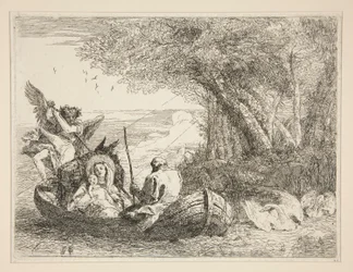 The Holy Family Traveling by Boat, from the series Idee pittoresche sopra la fuga in Egitto (Flight into Egypt)