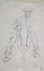Buttero on horseback (Tuscan cowboy)