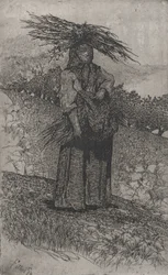 Peasant Woman Gathering Sticks