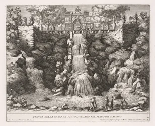 View of the Waterfall Under the Organ in the Garden