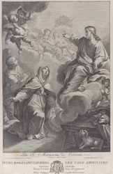 Saint Margarita of Cortona, kneeling before Christ, after Pietro Andrea Pucciardi