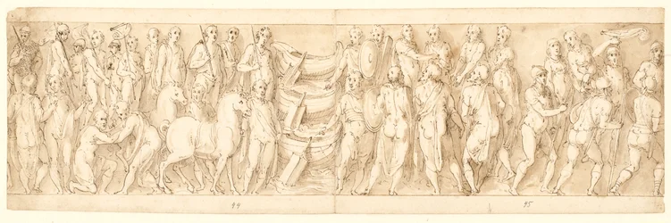 The Sarmatians Surrender; Germans are Led Across the Danube; Germans Being Accused by Sarmatians Before Marcus Aurelius; Beginning of a Beheading Scene