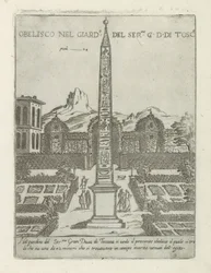 Egyptian Obelisk in the Garden of the Villa Medici in Rome (title on object: Obelisk in the Garden of the Most Serene Grand Duke of Tuscany) (series title: Modern and Ancient Monuments and Buildings in Rome)