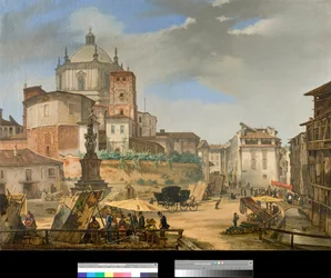View of Piazza della Vetra in Milan, Italy