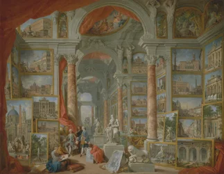Picture gallery with views of modern Rome