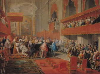 Presentation of the Order of the Holy Spirit to Prince Vaini by Paul-Hippolyte de Beauvillers (1684-1776) Duke of Saint-Aignan in 1732