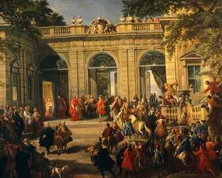 Charles III of Bourbon on visit to Pope Benedict XIV in Coffee House of Quirinal