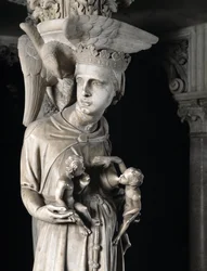Detail of the Sculpted Groups Supporting the Chair by Giovanni Pisano: The Church Nourishing Its Children (Detail)