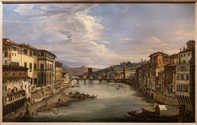 View of the Arno from Ponte Vecchio toward the Alle Grazie Bridge