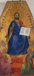 Enthroned Christ being adored by angels