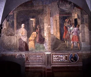St. Benedict Mending the Broken Sieve, detail from the fresco cycle of the Life of St. Benedict from the Chiostro degli Aranci, c.1430