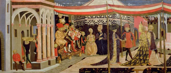 Frontal of the Adimari Cassone (detail of the left-hand section)