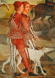 Two Pages and Their Dog, Detail of a Hunting Scene