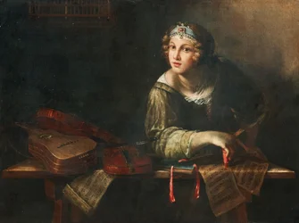 Allegorical Representation with Musical Instruments and Notes