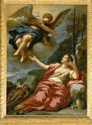 The angel appears to Hagar in the desert