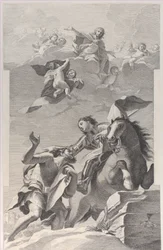 Saint Martin, on horseback, giving his cloak to a beggar, 1760-1800
