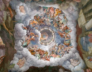 Zeus Surrounded by Other Gods of Olympus Throwing Lightnings Against the Giants and Destructing Them, Chamber of the Giants