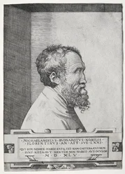 Portrait of Michelangelo in Profile Facing Right