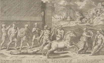 The Combat of Hector and Achilles, and Achilles Dragging the Body of Hector Around the
